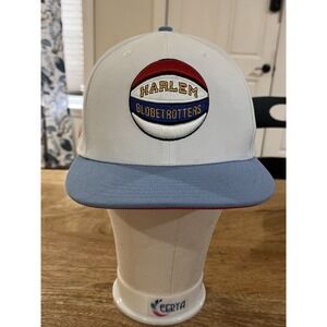 Harlem Globetrotters Hat Cap Fitted Mens 7 3/8 White Blue Basketball New York